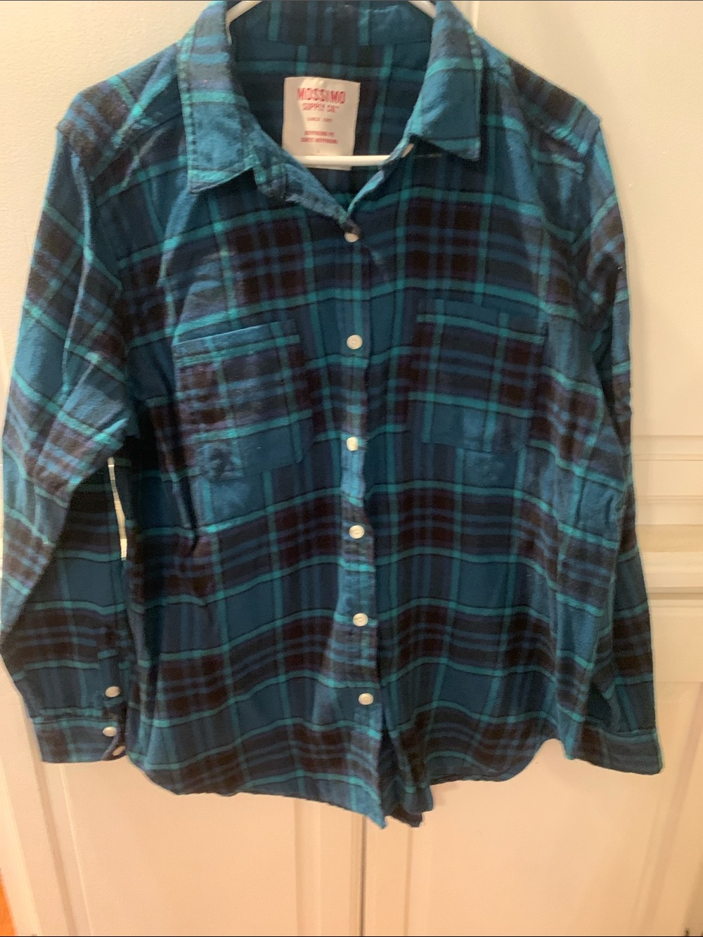 Mossimo Supply Co. Teal & Black Plaid Button-Down Shirt